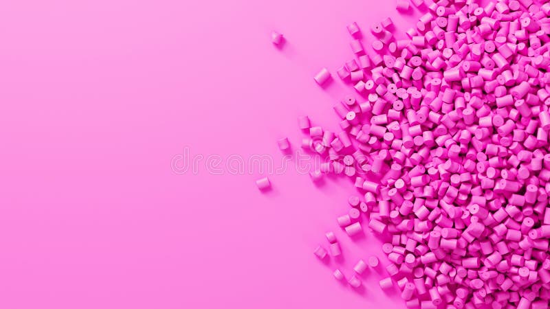 Widok z bliska na różowym polipropylenowym granulku polipropylenowym stos na różowym tle masterbatch polymer grain stos. hdpe lub ilustracji