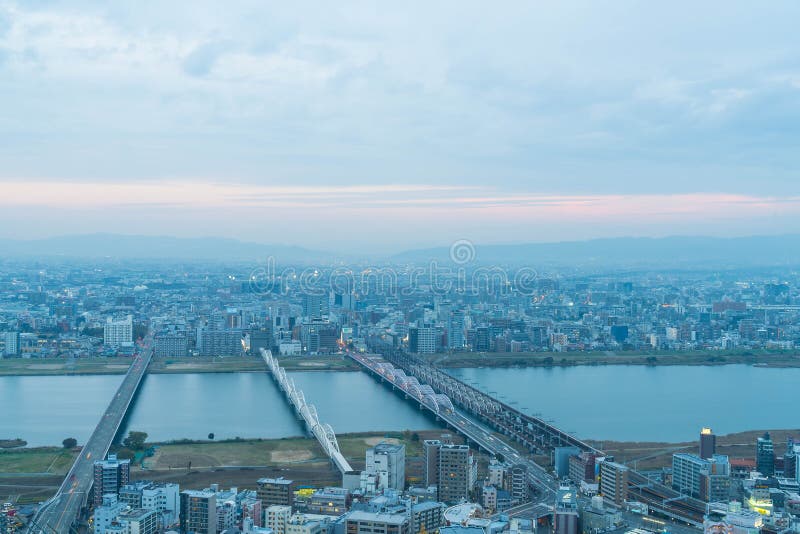 Widok z lotu ptaka Osaka Japonia fotografia royalty free Widok z lotu ptaka Osaka Japonia fotografia royalty free