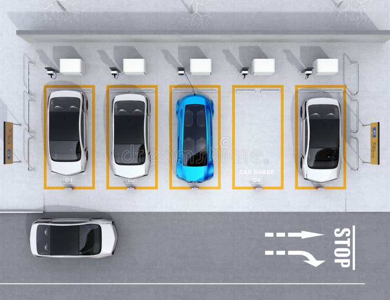 Widok z lotu ptaka parking dla samochodowego udzielenia biznesu ilustracja wektor