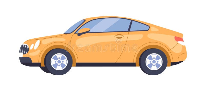 Widok z wodo lub z boku samochodu. nowy żółty automatyczny profil. nowoczesny samochodowy transport drogowy z kołami. model abstra royalty ilustracja