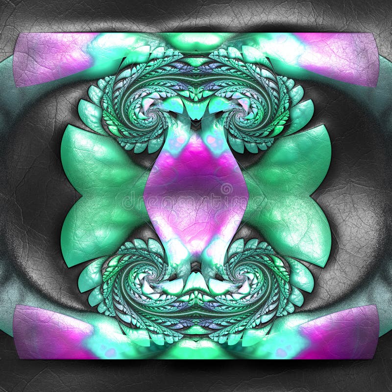 Wiedergabe 3D des Plastikhintergrundes mit prägeartigem Fractal auf leat stock abbildung