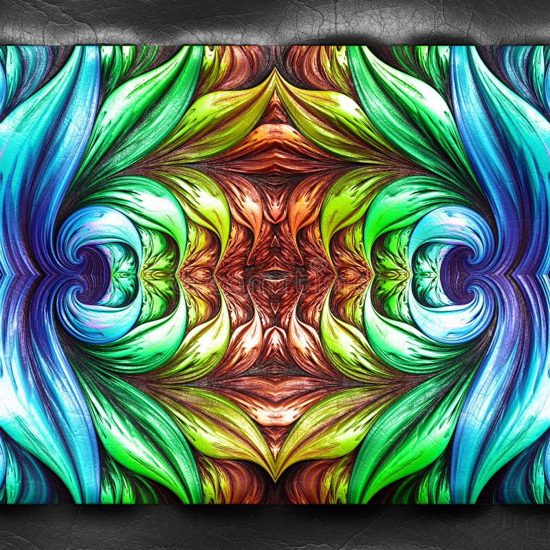 Wiedergabe 3D des Plastikhintergrundes mit prägeartigem Fractal auf leat vektor abbildung
