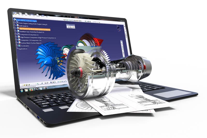Wiedergabe 3D, die eine computergesützte Konstruktion darstellt lizenzfreie abbildung