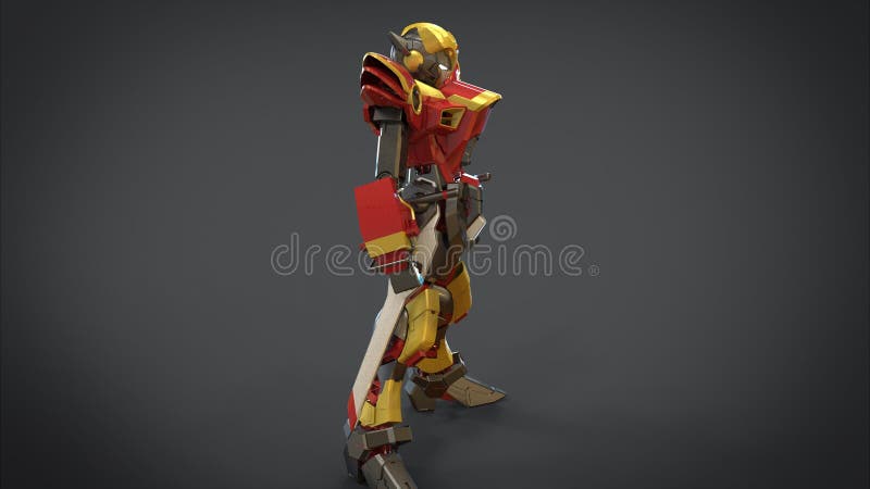 Wiedergabe 3d einer mech Stellung auf einem lokalisierten Hintergrund vektor abbildung Wiedergabe 3d einer mech Stellung auf einem lokalisierten Hintergrund vektor abbildung