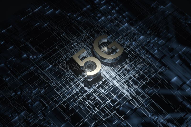 Wiedergabe 3d, Guss 5g und Stromkreishintergrund vektor abbildung