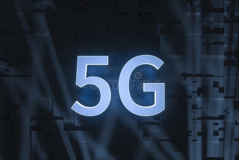Wiedergabe 3d, Guss 5g und Stromkreishintergrund lizenzfreie abbildung