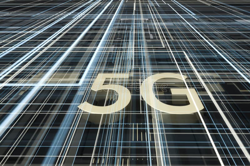 Wiedergabe 3d, Guss 5g und Stromkreishintergrund vektor abbildung