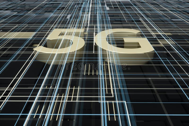 Wiedergabe 3d, Guss 5g und Stromkreishintergrund vektor abbildung