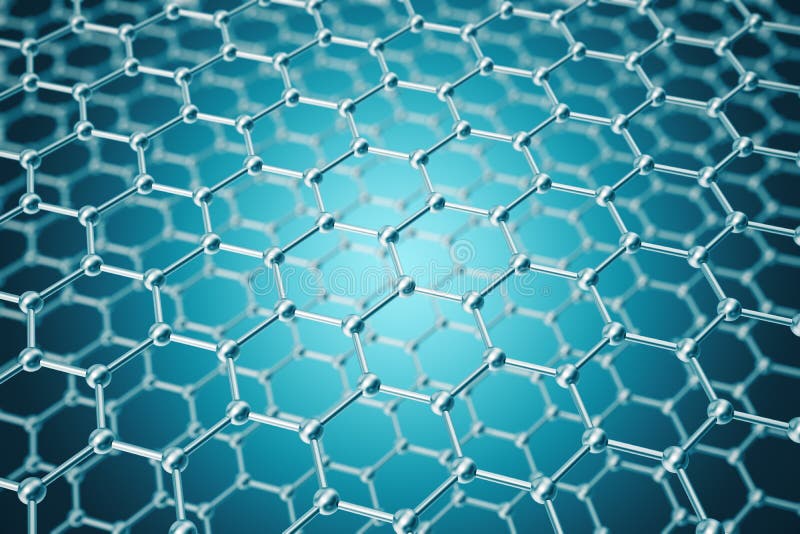 Wiedergabe der sechseckigen geometrischen Formnahaufnahme der abstrakten Nanotechnologie, Konzeptgraphen-Atomstruktur, molekular vektor abbildung