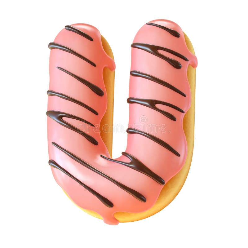 Wiedergabebuchstabe du der Schrift 3d des glasig-glänzenden Donuts stock abbildung