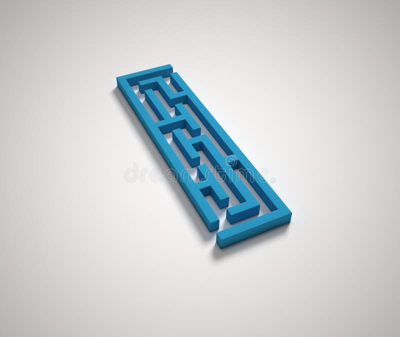 Wiedergabebuchstabe I des Labyrinthgusses 3d stock abbildung