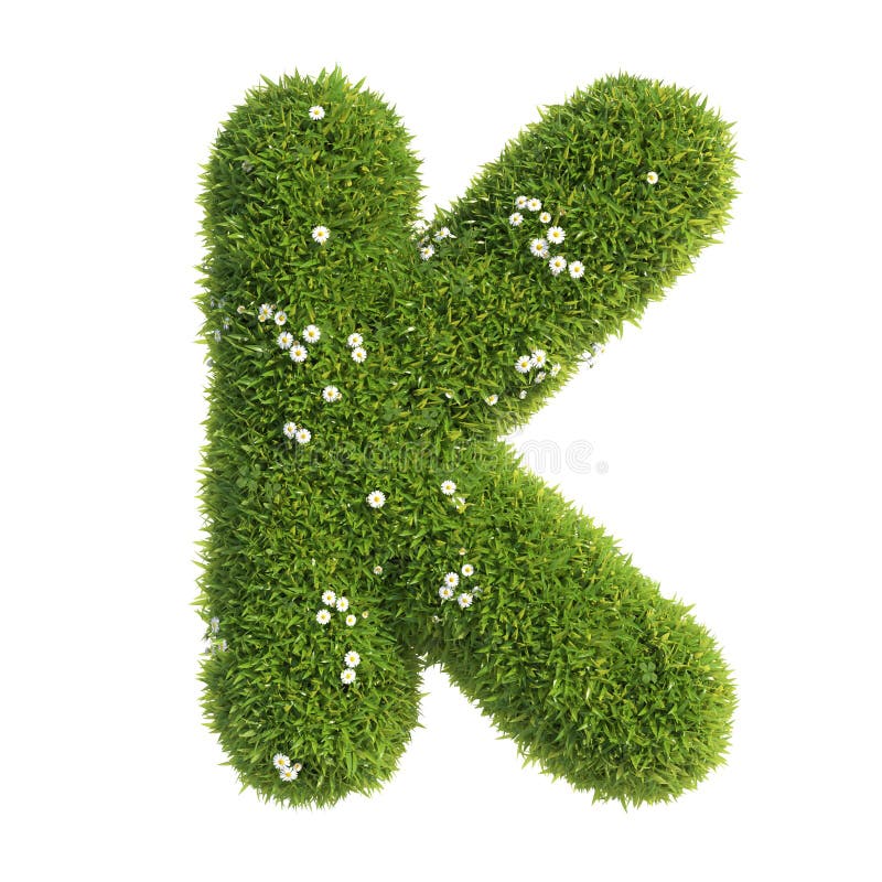 Wiedergabebuchstabe k des Grasgusses 3d stock abbildung