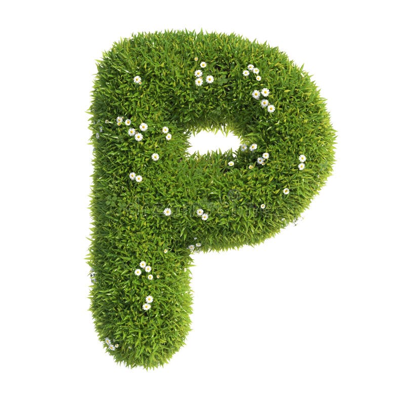 Wiedergabebuchstabe p des Grasgusses 3d stock abbildung
