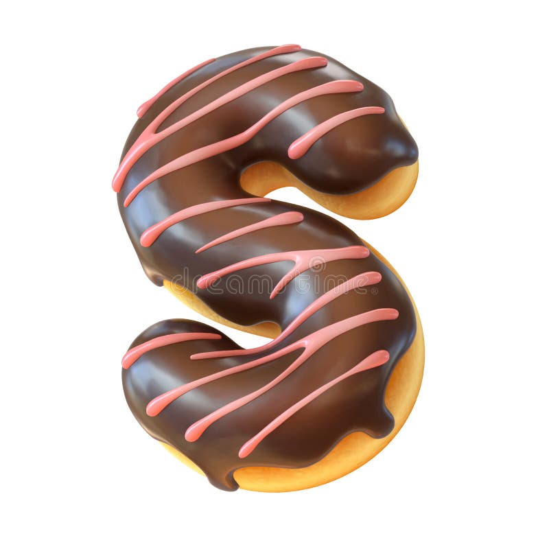 Wiedergabebuchstabe s der Schrift 3d des glasig-glänzenden Donuts vektor abbildung