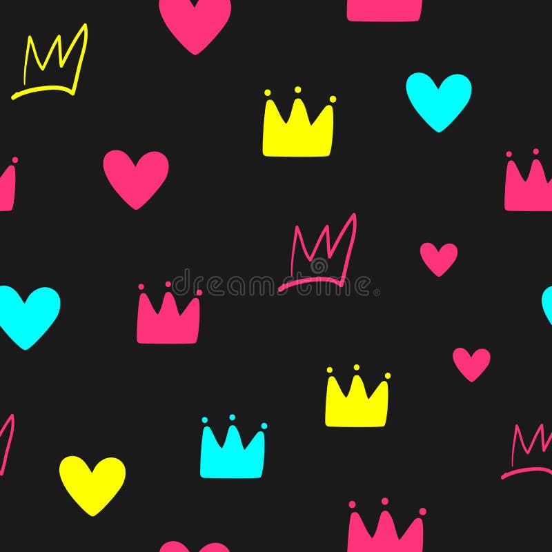 Wiederholte Kronen und Herzen Nettes girly nahtloses Muster Endloser bunter mädchenhafter Druck lizenzfreie abbildung Wiederholte Kronen und Herzen Nettes girly nahtloses Muster Endloser bunter mädchenhafter Druck lizenzfreie abbildung