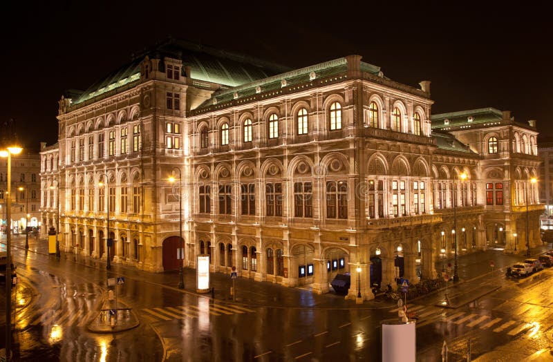 Wiedeń Stan Opera w noc obraz stock Wiedeń Stan Opera w noc obraz stock