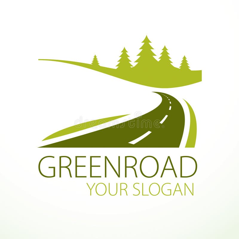 Country road curved highway vector perfect design illustration or logo. The way to nature, trees and forest camping and tourism travel theme. Can be used as a road banner or billboard. Country road curved highway vector perfect design illustration or logo. The way to nature, trees and forest camping and tourism travel theme. Can be used as a road banner or billboard.