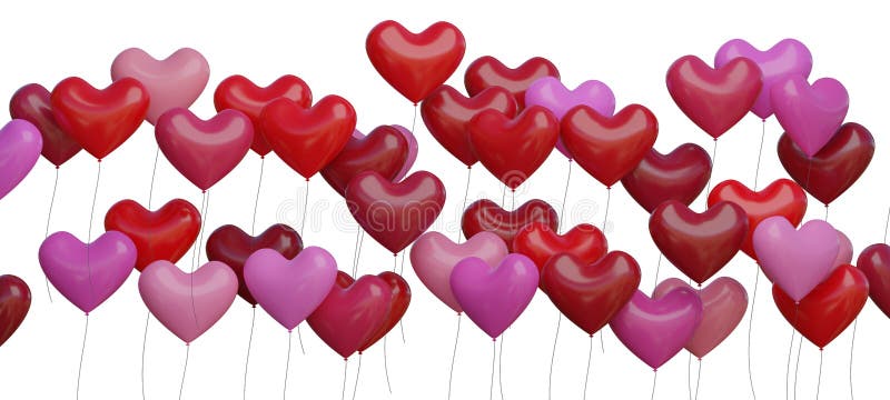 Wiele czerwony serce kształtujący balony odizolowywający na białym tle ilustracja pozbawione 3 d ilustracji Wiele czerwony serce kształtujący balony odizolowywający na białym tle ilustracja pozbawione 3 d ilustracji