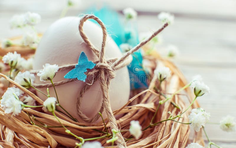 Easter egg in nest vintage easter card, background.Toned. Easter egg in nest vintage easter card, background.Toned