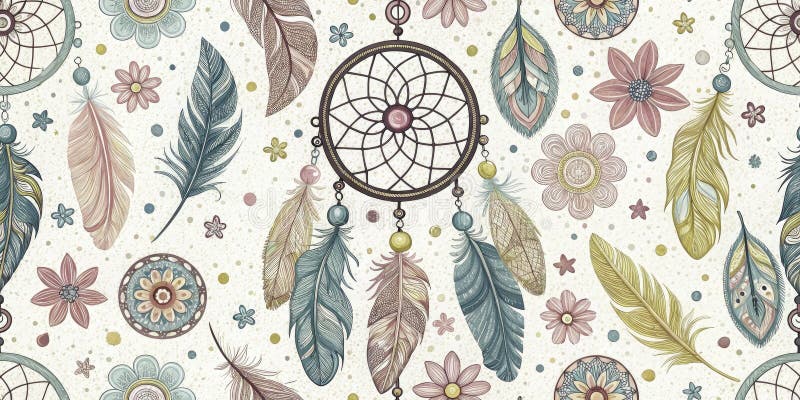 Wielkanocne Jajeczko Polujące Extravaganza Dreamy Pastel Dreamcatchers Wiosenne Kwiaty i Rustic Charm dla Magicznego royalty ilustracja