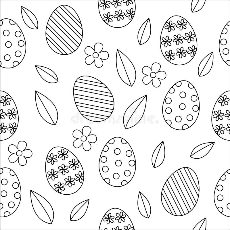 Wielkanocnego bezszwowego deseniowego wektorowego ślicznego konturu czarny i biały colo ilustracji Wielkanocnego bezszwowego deseniowego wektorowego ślicznego konturu czarny i biały colo ilustracji