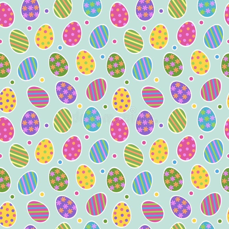 Wielkanocnego jajka bezszwowy deseniowy wektorowy tło z ślicznymi colourful malującymi pasiastymi Easter jajek majcherami z kropk ilustracja wektor Wielkanocnego jajka bezszwowy deseniowy wektorowy tło z ślicznymi colourful malującymi pasiastymi Easter jajek majcherami z kropk ilustracja wektor