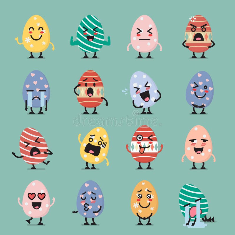Wielkanocnego jajka charakteru emoji set royalty ilustracja Wielkanocnego jajka charakteru emoji set royalty ilustracja