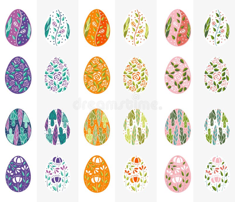 Wielkanocni jajka ustawiający w purpurach, pomarańcze i menchiach, barwią Wakacyjna Easter klamerki sztuka dla kart, zaproszeń, e royalty ilustracja Wielkanocni jajka ustawiający w purpurach, pomarańcze i menchiach, barwią Wakacyjna Easter klamerki sztuka dla kart, zaproszeń, e royalty ilustracja