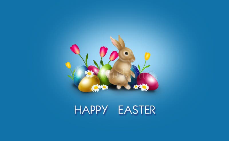 Wielkanocny tło dekorował z Easter królikiem i jajkami ilustracji Wielkanocny tło dekorował z Easter królikiem i jajkami ilustracji