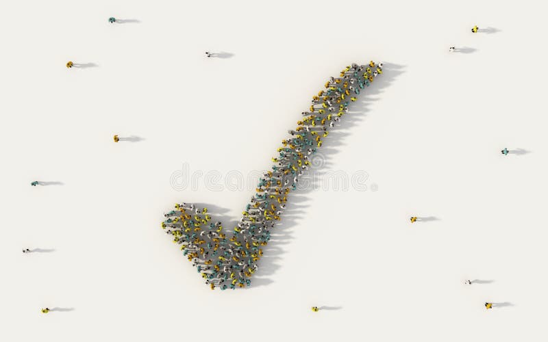 Wielki grupa ludzi tworzy Mark symbol w ogólnospołecznych środkach, społeczności pojęcie na białym tle i 3d znak ilustracja wektor Wielki grupa ludzi tworzy Mark symbol w ogólnospołecznych środkach, społeczności pojęcie na białym tle i 3d znak ilustracja wektor