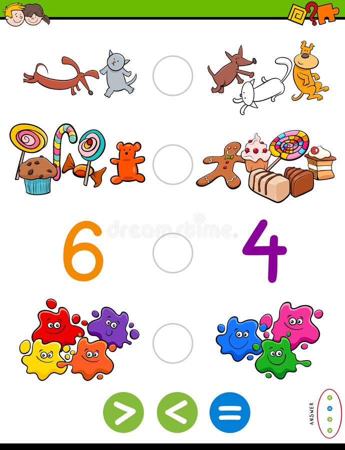 Wielki less lub równa kreskówki gra ilustracja wektor Wielki less lub równa kreskówki gra ilustracja wektor