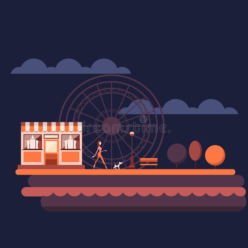 Wielki projektujący noc park ilustracji Wielki projektujący noc park ilustracji