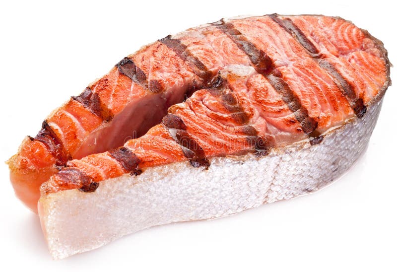 Wielki stek piec na grillu łosoś. obrazy stock Wielki stek piec na grillu łosoś. obrazy stock