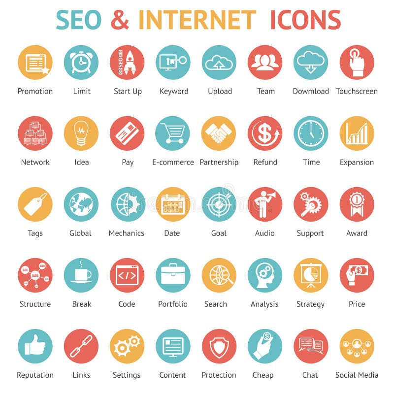 Wielki ustawiający SEO i internet ikony ilustracja wektor Wielki ustawiający SEO i internet ikony ilustracja wektor