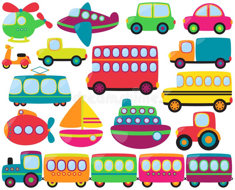 Wielki Wektorowy Ustawiający Śliczni transportów pojazdy ilustracja wektor Wielki Wektorowy Ustawiający Śliczni transportów pojazdy ilustracja wektor