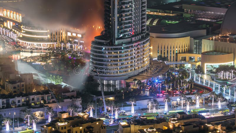 Huge Fire accident occurred from the The Address Hotel and Dubai Burj Khalifa before New Year 2016 fireworks celebration timelapse on January 1, 2016 at Dubai, UAE. View from top. Huge Fire accident occurred from the The Address Hotel and Dubai Burj Khalifa before New Year 2016 fireworks celebration timelapse on January 1, 2016 at Dubai, UAE. View from top