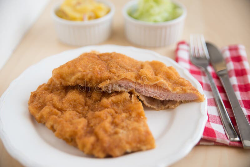 Wiener Schnitzel Fried Pork Chop Stock Photo Image of meat, dish