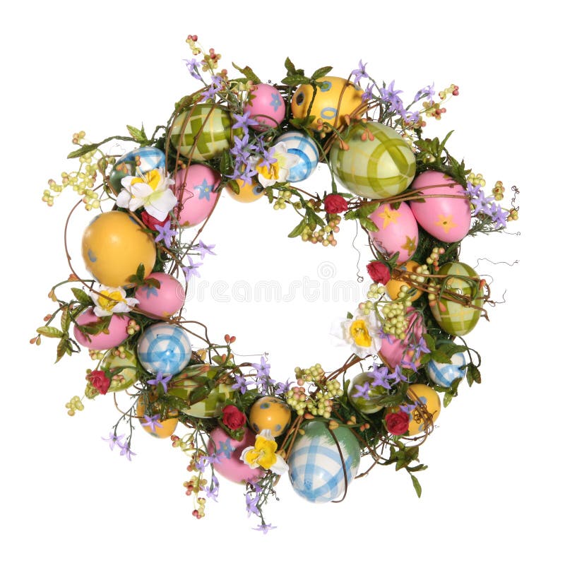 A colorful Easter egg wreath isolated over white. A colorful Easter egg wreath isolated over white