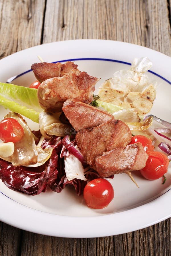 Wieprzowin warzywa i kebab fotografia royalty free