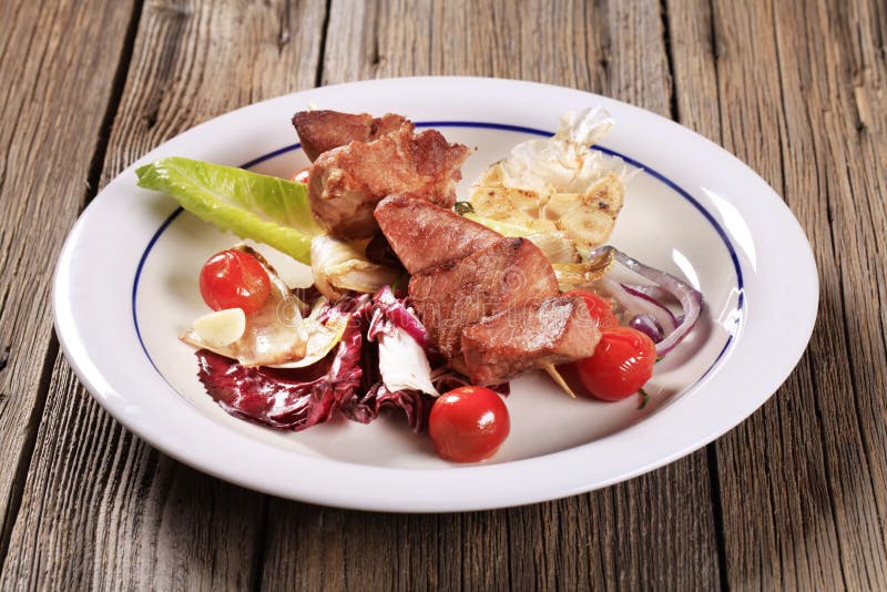 Wieprzowin warzywa i kebab zdjęcie stock