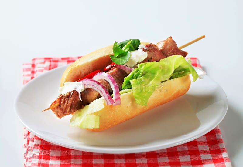 Wieprzowiny kebabu kanapka zdjęcie stock