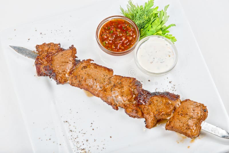 Wieprzowiny piec na grillu kebab zdjęcia stock