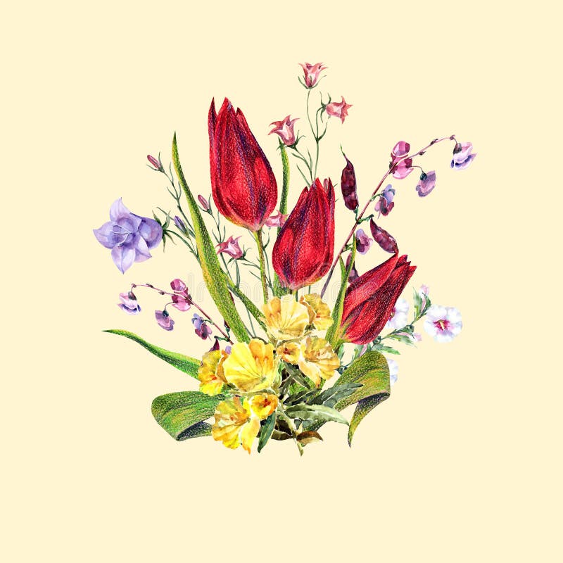 Wiesenblumenstraußblumen auf einem rosa Hintergrund Handillustration stock abbildung Wiesenblumenstraußblumen auf einem rosa Hintergrund Handillustration stock abbildung