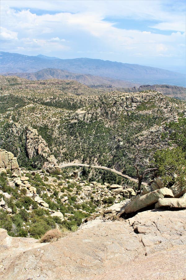Wietrzny punkt Vista, góra Lemmon, Santa Catalina góry, Lincoln las państwowy, Tucson, Arizona, Stany Zjednoczone obraz royalty free Wietrzny punkt Vista, góra Lemmon, Santa Catalina góry, Lincoln las państwowy, Tucson, Arizona, Stany Zjednoczone obraz royalty free