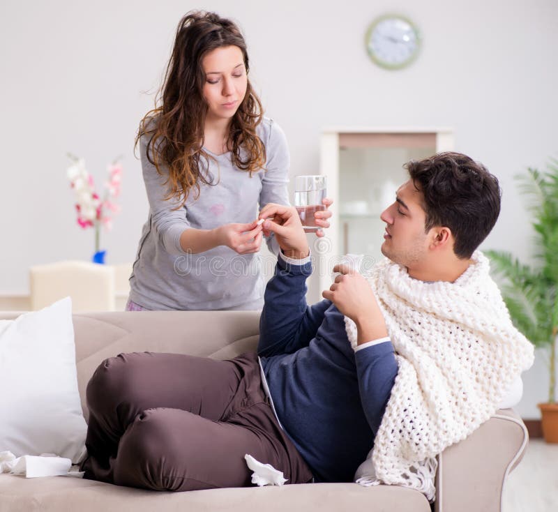 Caring wife. Артистка ухаживает за больным мужем.