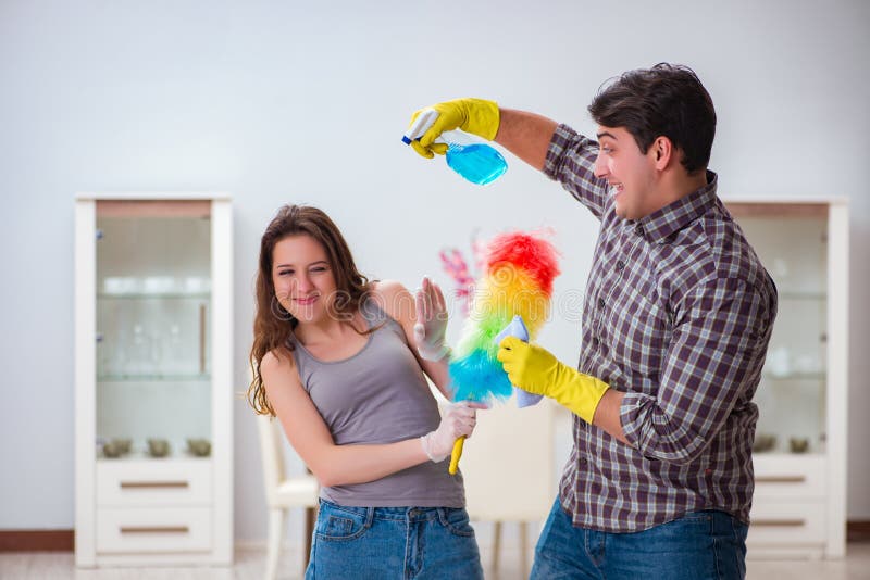 488 Wife Husband Doing Cleaning Home Photos Free RoyaltyFree St