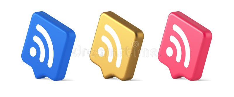 Wifi available access button wireless internet connection signal 3d realistic speech bubble isometric icon vector illustration