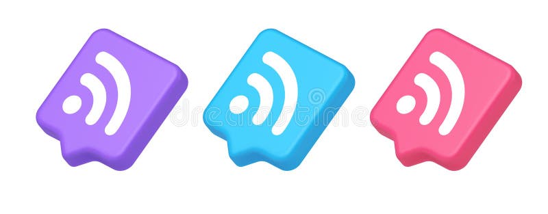 Wifi available access button wireless internet connection signal 3d realistic speech bubble isometric icon royalty free illustration