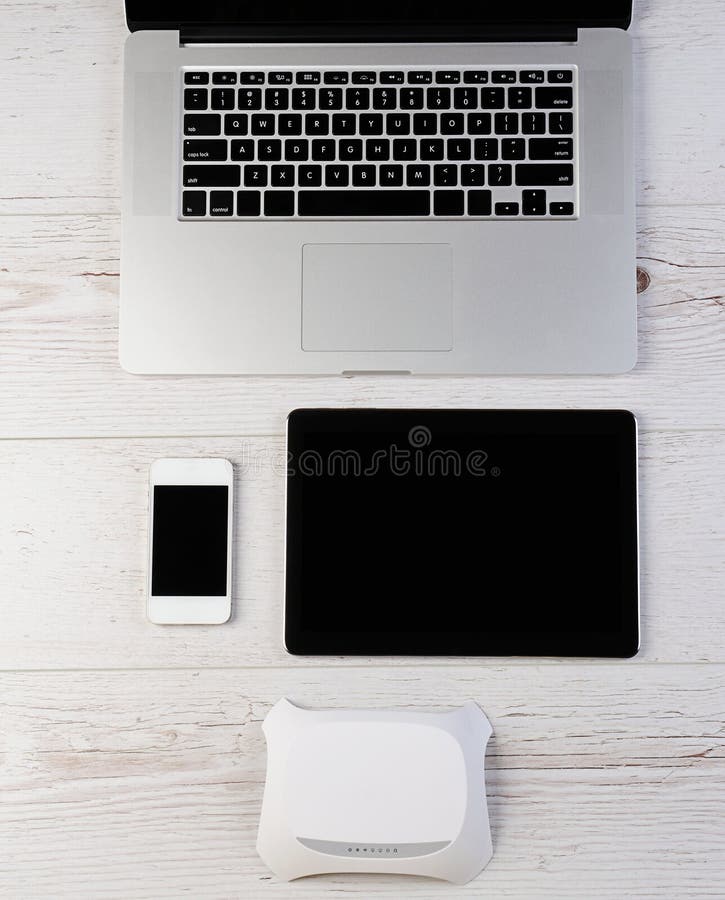 Connect. Laptop and Cell Phone Stock Image Image of computer, modern