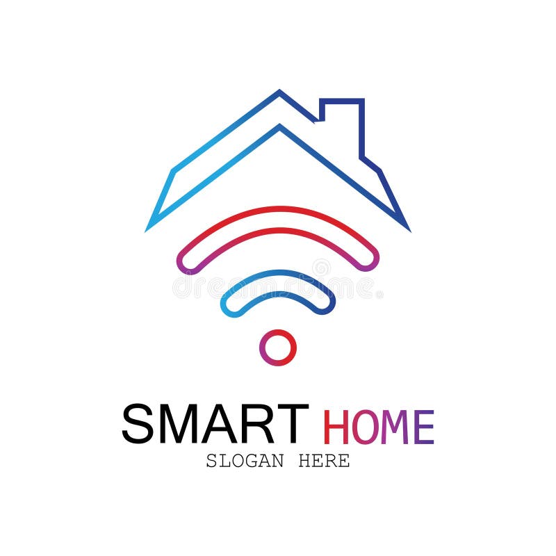 Wifi House Vector Logo.Smart City Tech Icon Vector Stock Vector